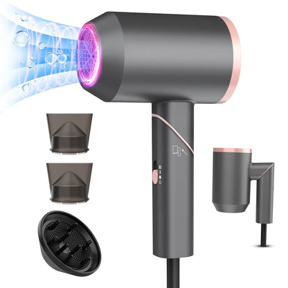 1800W Hair Dryer, Fast Drying Hair Blower with Constant Temperature, Negative Ionic Hair Dryer Reduce Hair Frizz & Damage Free, Safety Plug & Foldable